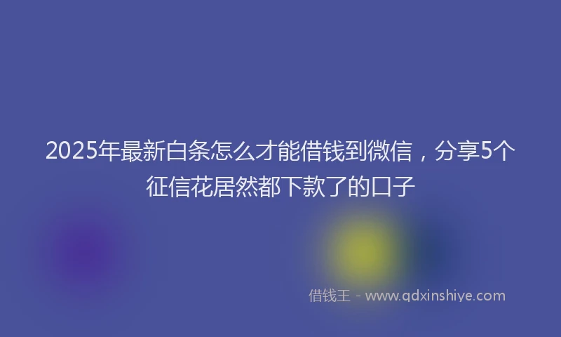2025年最新白条怎么才能借钱到微信，分享5个征信花居然都下款了的口子