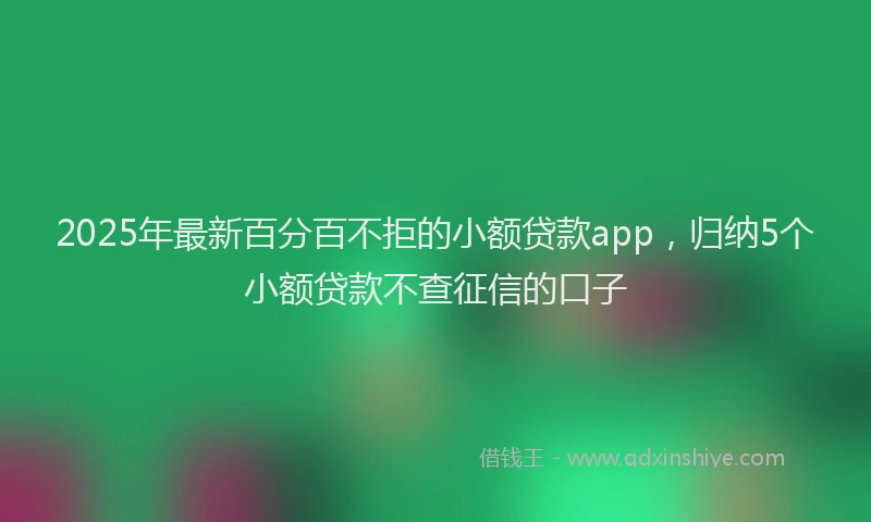 2025年最新百分百不拒的小额贷款app，归纳5个小额贷款不查征信的口子
