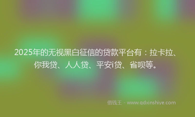 2025年的无视黑白征信的贷款平台有：拉卡拉、你我贷、人人贷、平安i贷、省呗等。