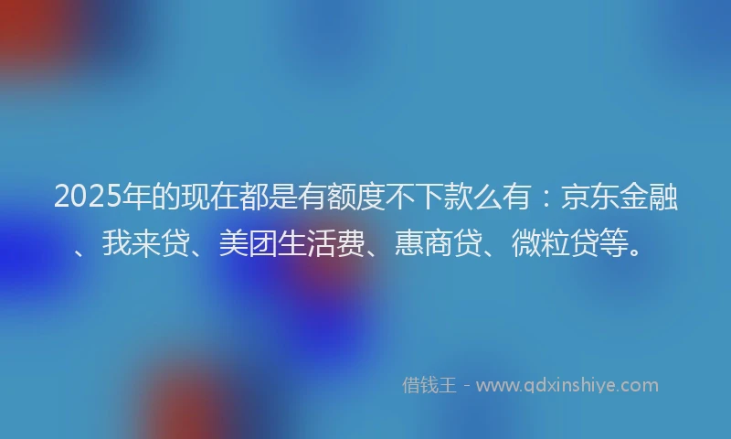 2025年的现在都是有额度不下款么有：京东金融、我来贷、美团生活费、惠商贷、微粒贷等。