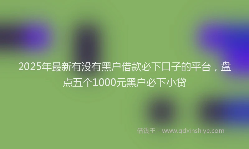 2025年最新有没有黑户借款必下口子的平台，盘点五个1000元黑户必下小贷
