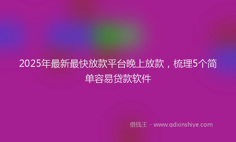 2025年最新最快放款平台晚上放款，梳理5个简单容易贷款软件