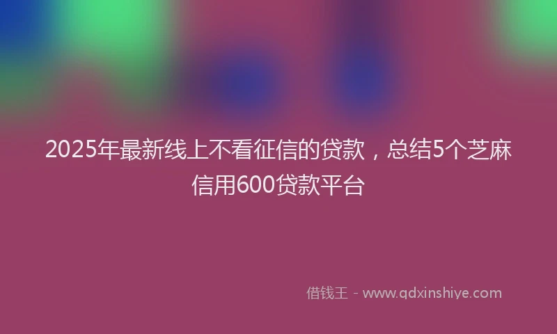 2025年最新线上不看征信的贷款，总结5个芝麻信用600贷款平台
