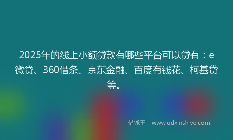 2025年的线上小额贷款有哪些平台可以贷有：e微贷、360借条、京东金融、百度有钱花、柯基贷等。