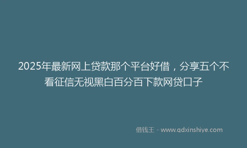 2025年最新网上贷款那个平台好借，分享五个不看征信无视黑白百分百下款网贷口子