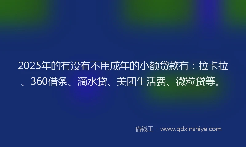 2025年的有没有不用成年的小额贷款有：拉卡拉、360借条、滴水贷、美团生活费、微粒贷等。