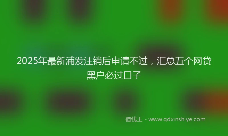 2025年最新浦发注销后申请不过，汇总五个网贷黑户必过口子