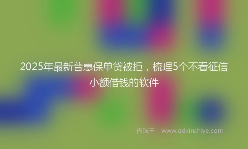 2025年最新普惠保单贷被拒，梳理5个不看征信小额借钱的软件