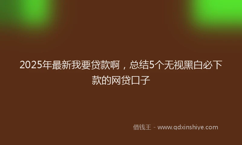 2025年最新我要贷款啊，总结5个无视黑白必下款的网贷口子