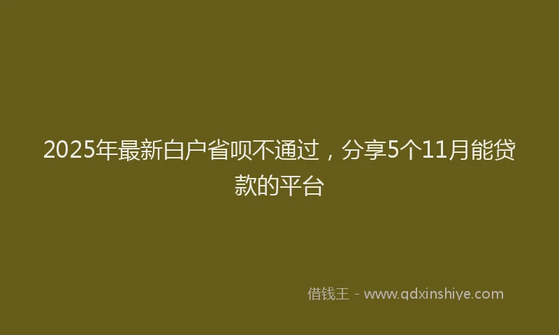 2025年最新白户省呗不通过，分享5个11月能贷款的平台