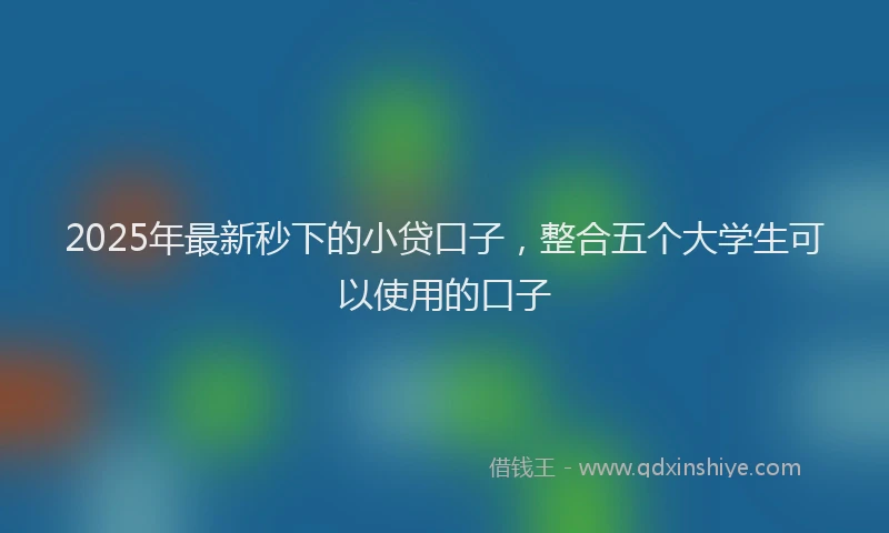 2025年最新秒下的小贷口子，整合五个大学生可以使用的口子