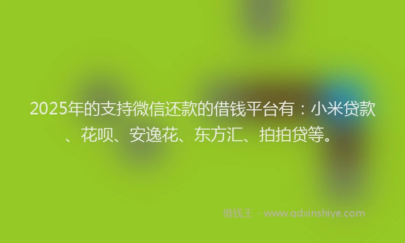 2025年的支持微信还款的借钱平台有：小米贷款、花呗、安逸花、东方汇、拍拍贷等。