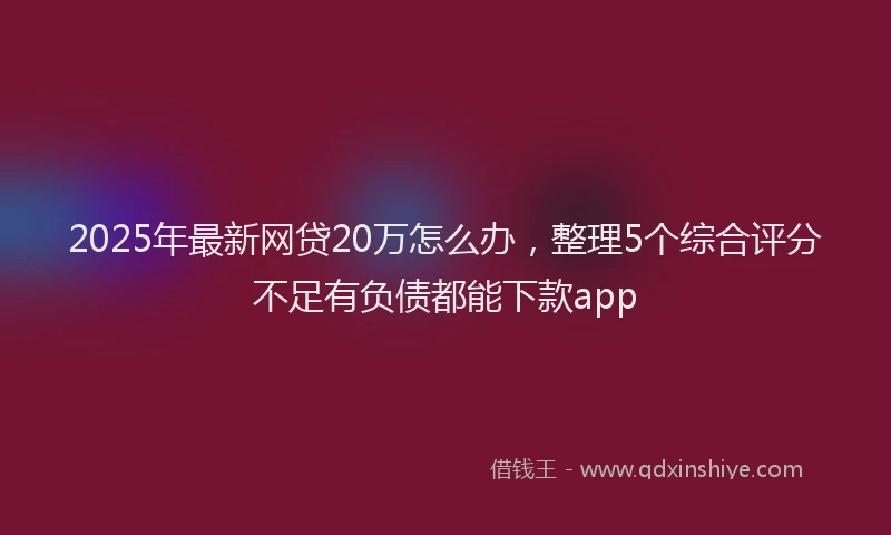 2025年最新网贷20万怎么办，整理5个综合评分不足有负债都能下款app