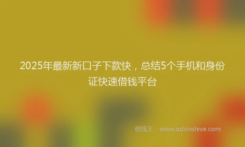 2025年最新新口子下款快，总结5个手机和身份证快速借钱平台