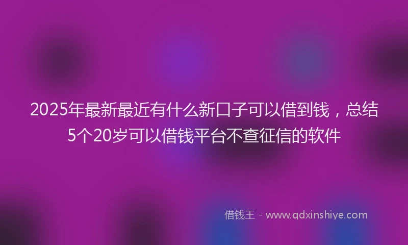 2025年最新最近有什么新口子可以借到钱，总结5个20岁可以借钱平台不查征信的软件