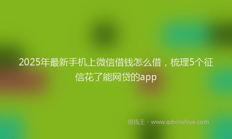 2025年最新手机上微信借钱怎么借，梳理5个征信花了能网贷的app