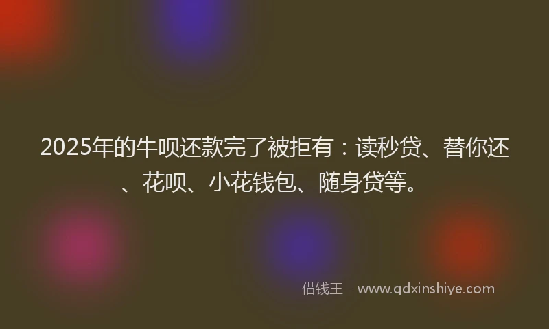 2025年的牛呗还款完了被拒有：读秒贷、替你还、花呗、小花钱包、随身贷等。