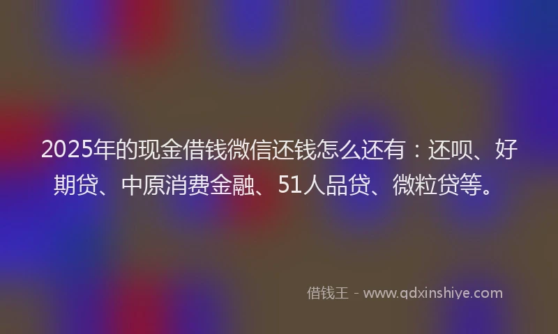 2025年的现金借钱微信还钱怎么还有：还呗、好期贷、中原消费金融、51人品贷、微粒贷等。