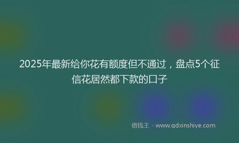 2025年最新给你花有额度但不通过，盘点5个征信花居然都下款的口子
