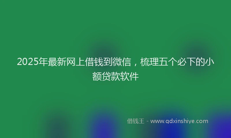 2025年最新网上借钱到微信，梳理五个必下的小额贷款软件