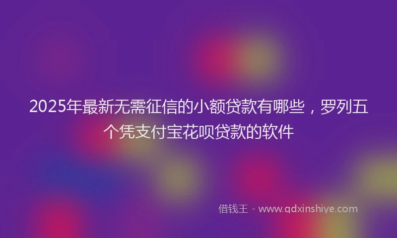 2025年最新无需征信的小额贷款有哪些，罗列五个凭支付宝花呗贷款的软件