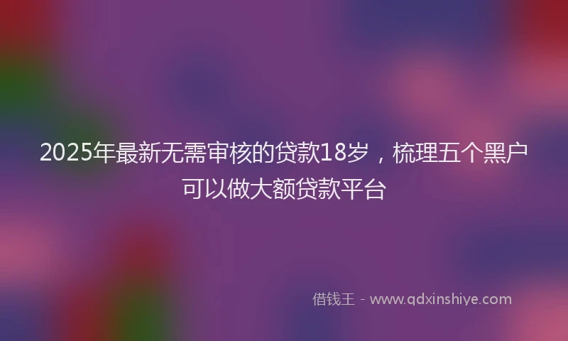 2025年最新无需审核的贷款18岁，梳理五个黑户可以做大额贷款平台