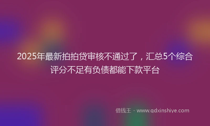 2025年最新拍拍贷审核不通过了，汇总5个综合评分不足有负债都能下款平台