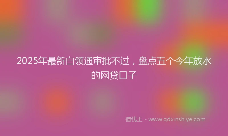 2025年最新白领通审批不过，盘点五个今年放水的网贷口子