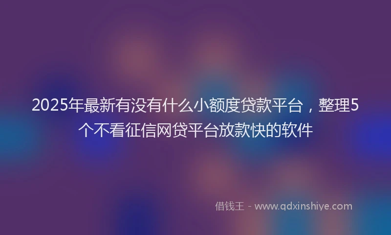 2025年最新有没有什么小额度贷款平台，整理5个不看征信网贷平台放款快的软件