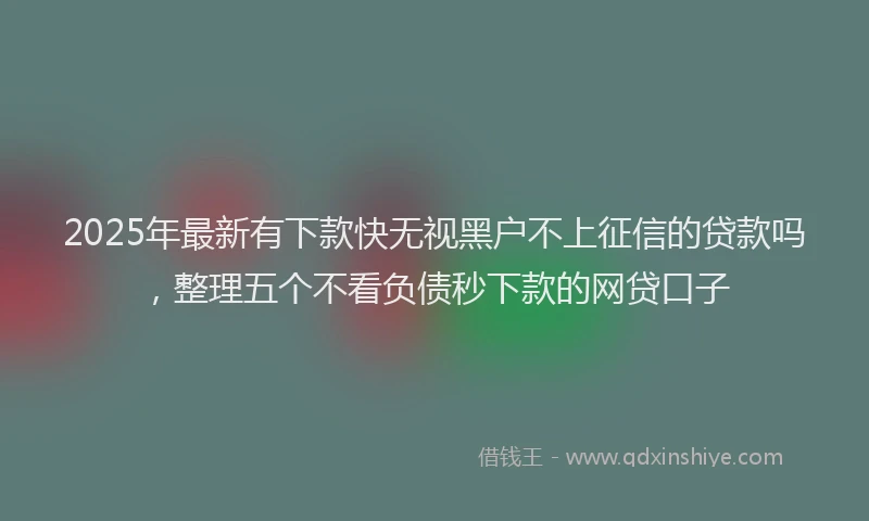 2025年最新有下款快无视黑户不上征信的贷款吗，整理五个不看负债秒下款的网贷口子