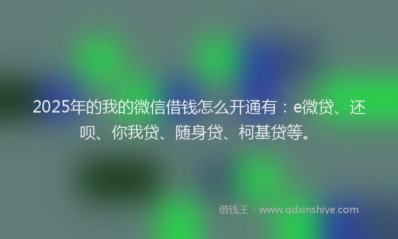 2025年的我的微信借钱怎么开通有：e微贷、还呗、你我贷、随身贷、柯基贷等。