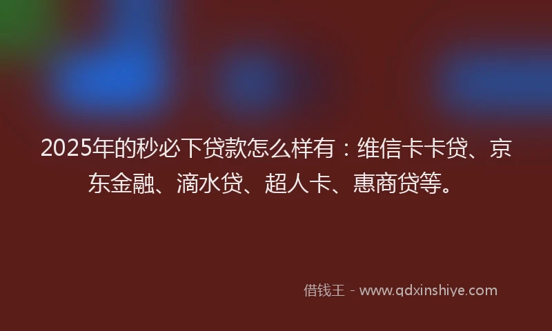 2025年的秒必下贷款怎么样有：维信卡卡贷、京东金融、滴水贷、超人卡、惠商贷等。