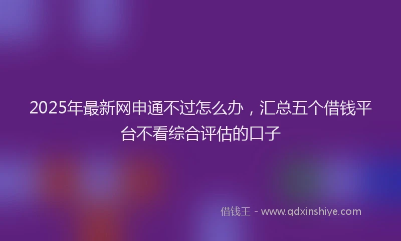 2025年最新网申通不过怎么办，汇总五个借钱平台不看综合评估的口子