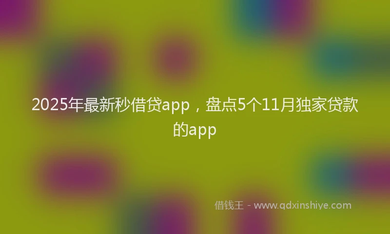 2025年最新秒借贷app，盘点5个11月独家贷款的app
