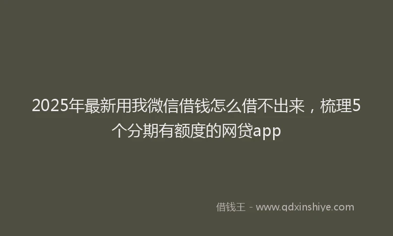 2025年最新用我微信借钱怎么借不出来，梳理5个分期有额度的网贷app