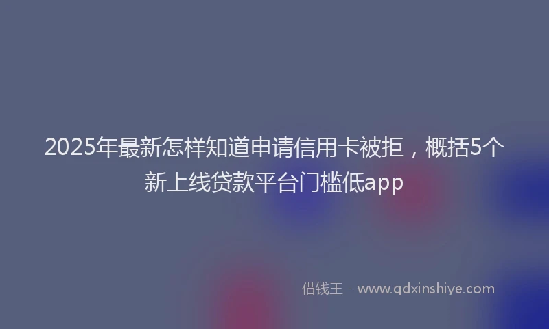 2025年最新怎样知道申请信用卡被拒，概括5个新上线贷款平台门槛低app
