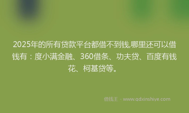 2025年的所有贷款平台都借不到钱,哪里还可以借钱有：度小满金融、360借条、功夫贷、百度有钱花、柯基贷等。