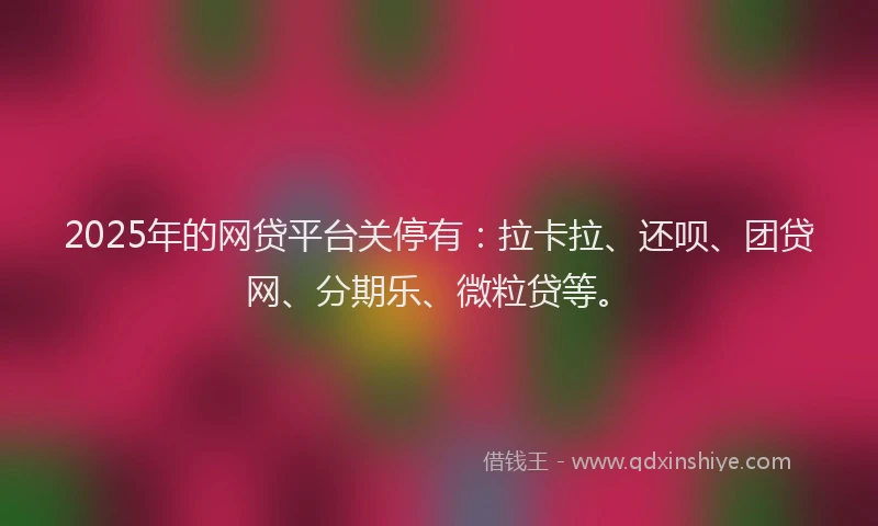 2025年的网贷平台关停有：拉卡拉、还呗、团贷网、分期乐、微粒贷等。