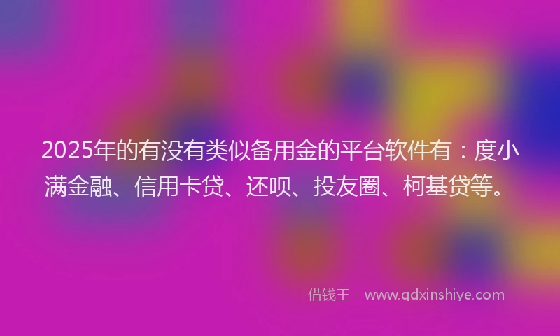 2025年的有没有类似备用金的平台软件有：度小满金融、信用卡贷、还呗、投友圈、柯基贷等。
