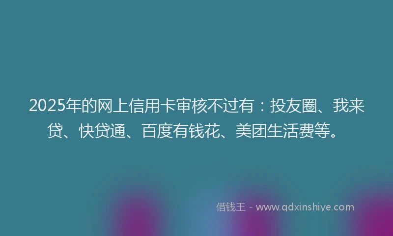 2025年的网上信用卡审核不过有：投友圈、我来贷、快贷通、百度有钱花、美团生活费等。