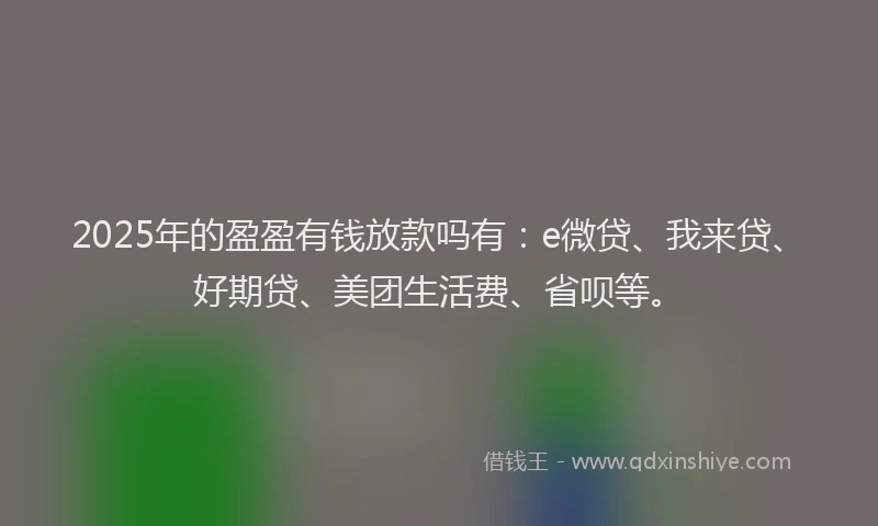 2025年的盈盈有钱放款吗有：e微贷、我来贷、好期贷、美团生活费、省呗等。