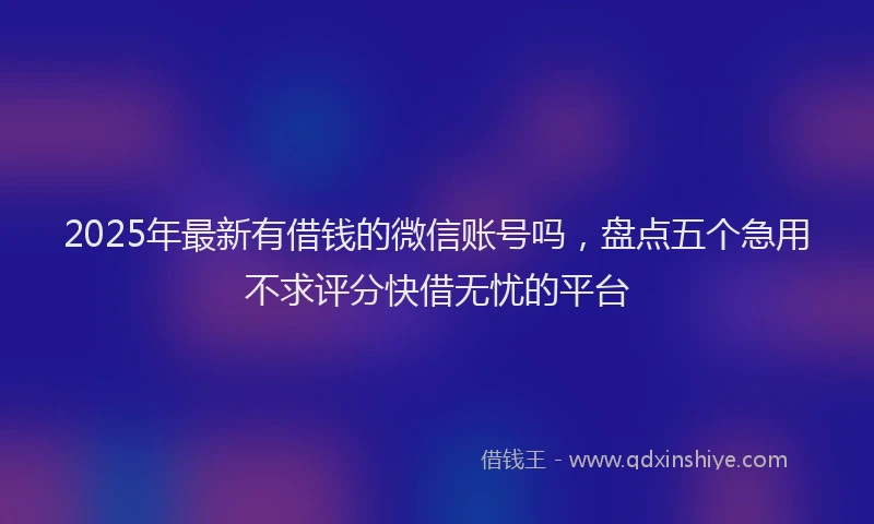 2025年最新有借钱的微信账号吗，盘点五个急用不求评分快借无忧的平台
