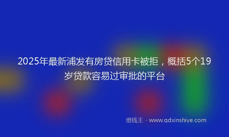 2025年最新浦发有房贷信用卡被拒，概括5个19岁贷款容易过审批的平台