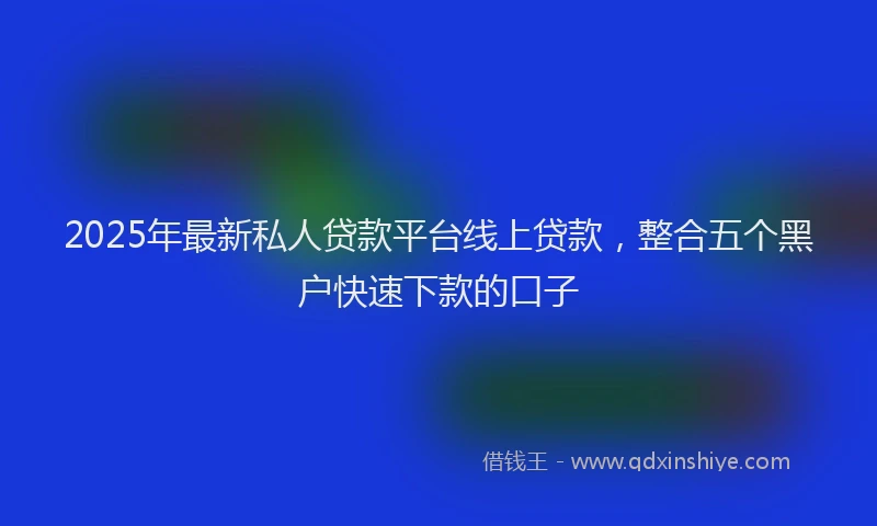 2025年最新私人贷款平台线上贷款，整合五个黑户快速下款的口子