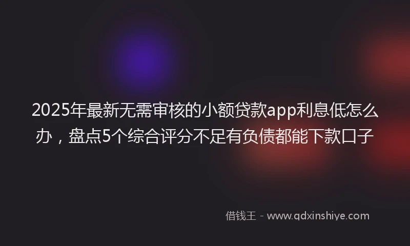 2025年最新无需审核的小额贷款app利息低怎么办，盘点5个综合评分不足有负债都能下款口子