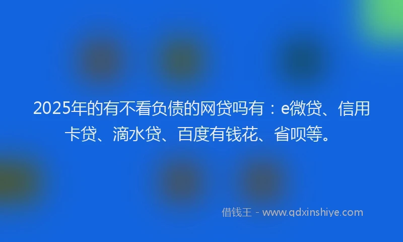 2025年的有不看负债的网贷吗有:e微贷、信用卡贷、滴水贷、百度有钱花、省呗等。