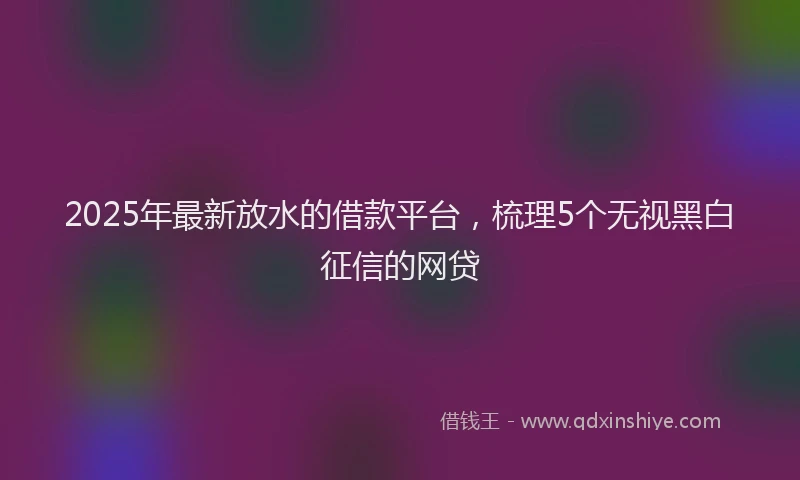 2025年最新放水的借款平台，梳理5个无视黑白征信的网贷
