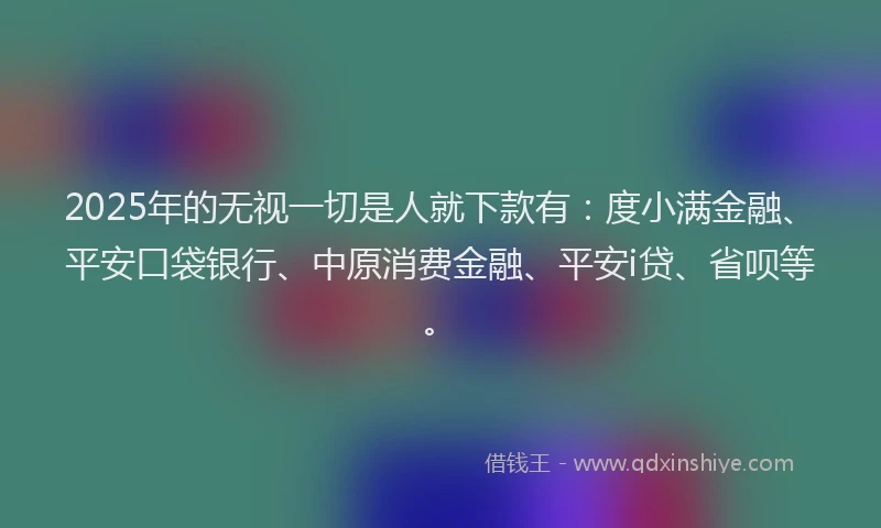 2025年的无视一切是人就下款有：度小满金融、平安口袋银行、中原消费金融、平安i贷、省呗等。