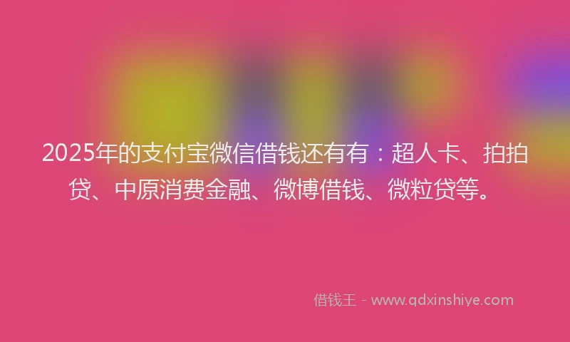 2025年的支付宝微信借钱还有有：超人卡、拍拍贷、中原消费金融、微博借钱、微粒贷等。