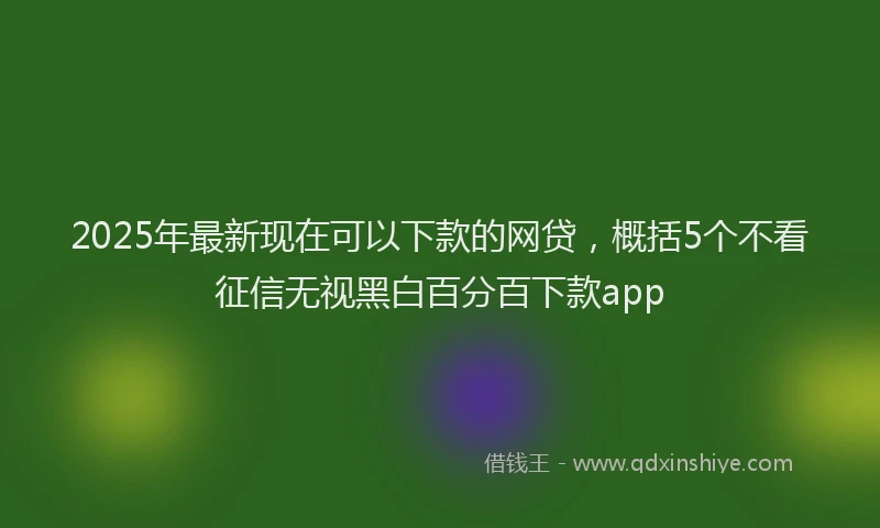 2025年最新现在可以下款的网贷，概括5个不看征信无视黑白百分百下款app